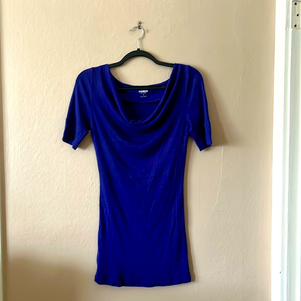 Express Sexy Basics Cowl Neck Purple Tee XS